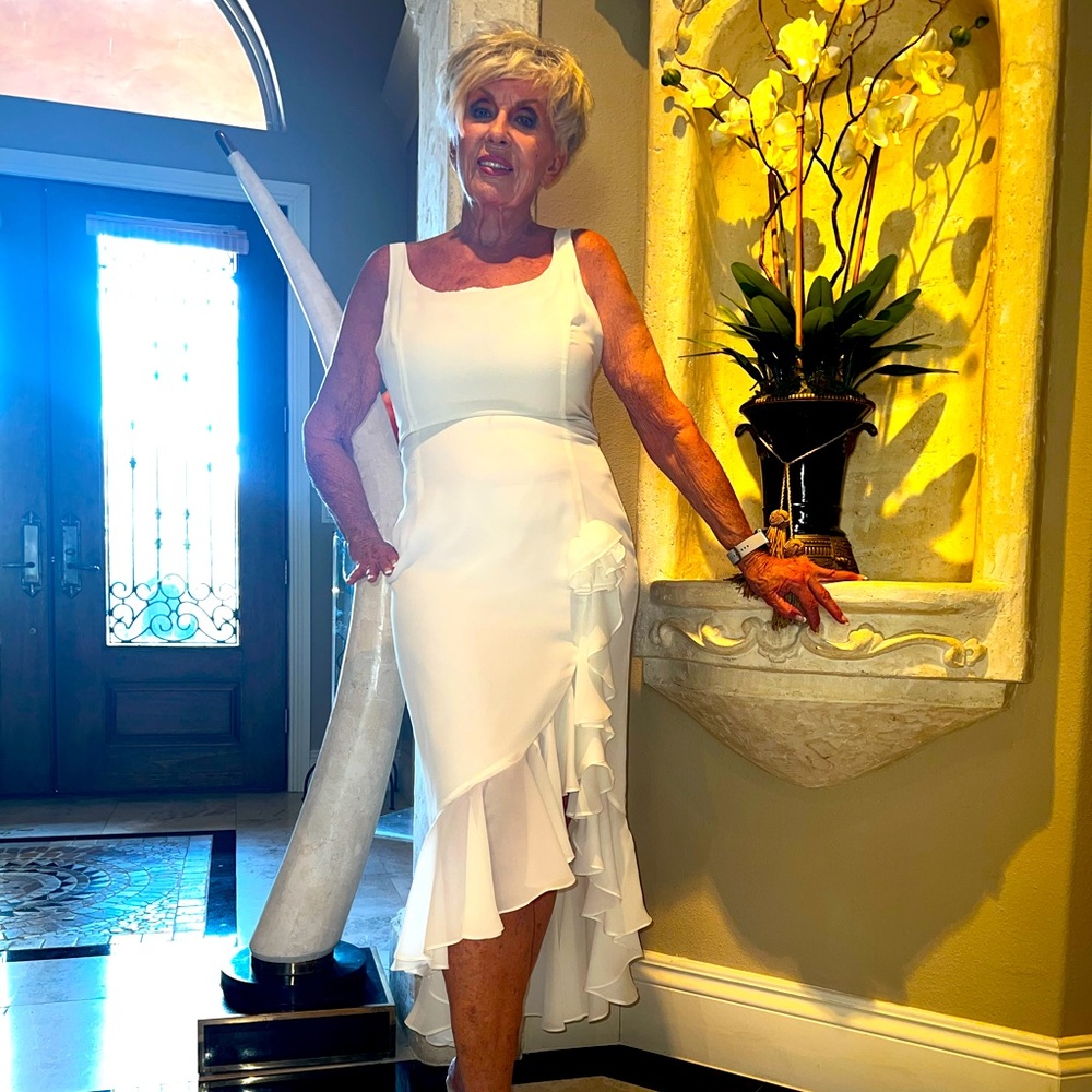 White Ruffle Midi Dress - Picture 4 of 8